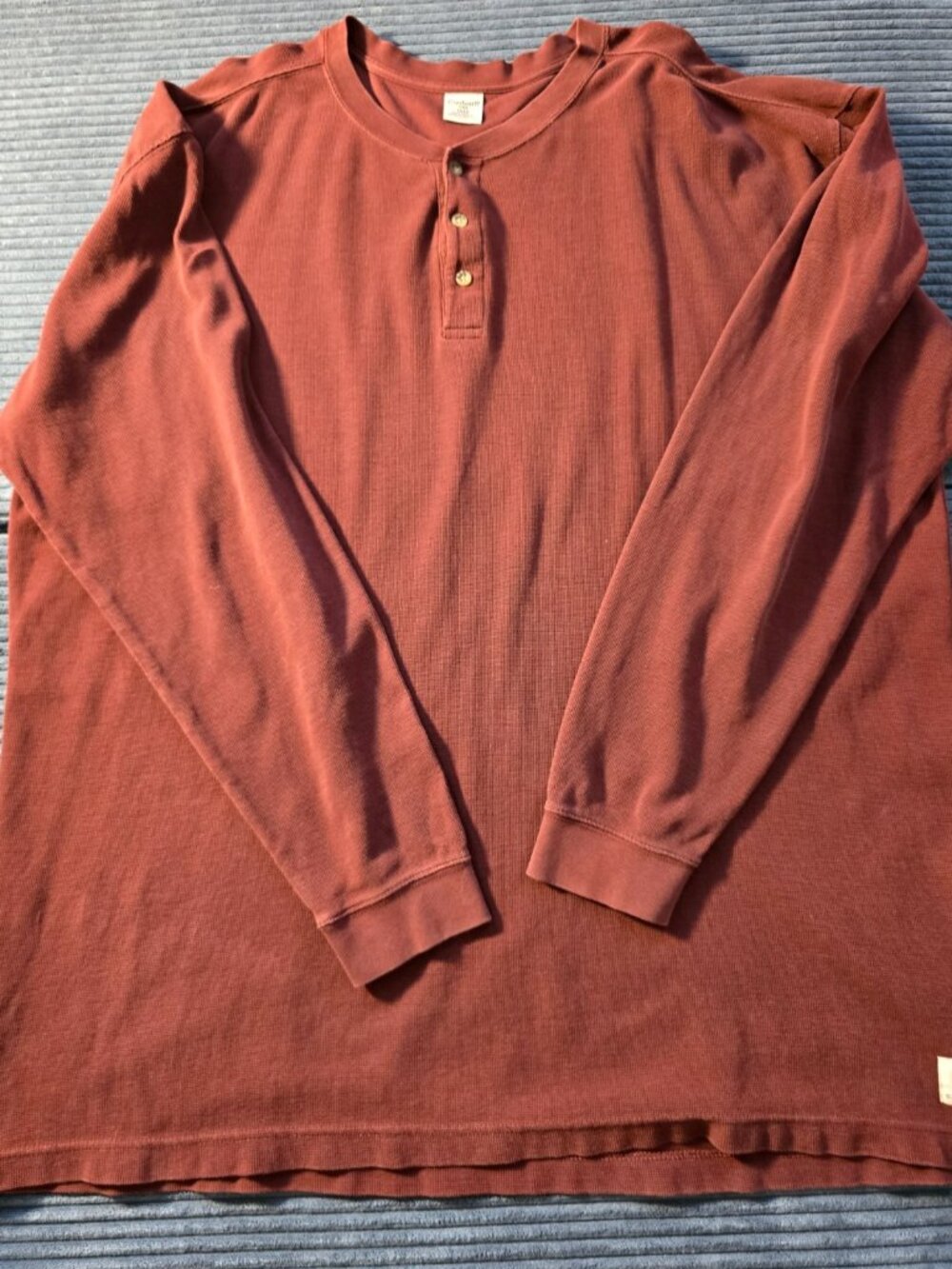 Carhartt Henley Burgundy Shirt Size 2XL Tall Brown Workwear Chore Barn Cotton